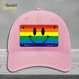Smiley Face Novelty License Plate Hat Unconstructed Cotton Pink