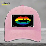 Lips Novelty License Plate Hat Unconstructed Cotton Pink