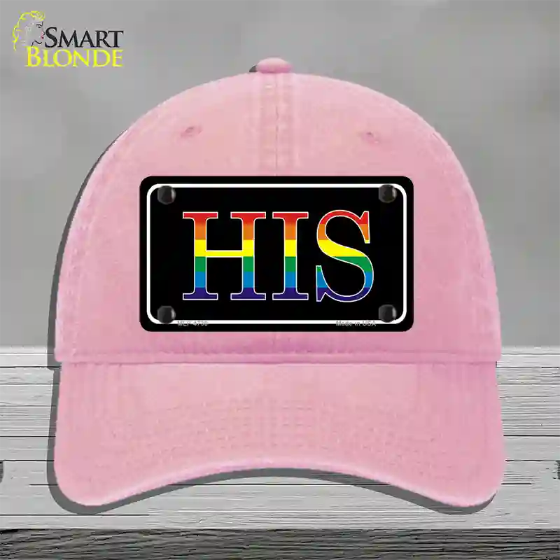 His Rainbow Novelty License Plate Hat Unconstructed Cotton Pink
