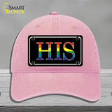 His Rainbow Novelty License Plate Hat Unconstructed Cotton Pink