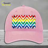 Rainbow White Chevron Novelty License Plate Hat Unconstructed Cotton / Pink