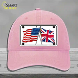 United States Britain Crossed Flags Novelty License Plate Hat Unconstructed Cotton / Pink