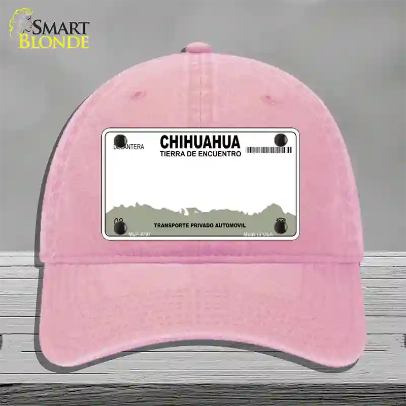 Chihuahua Mexico Novelty License Plate Hat Unconstructed Cotton / Pink