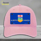 Alberta Canada Novelty License Plate Hat Unconstructed Cotton / Pink