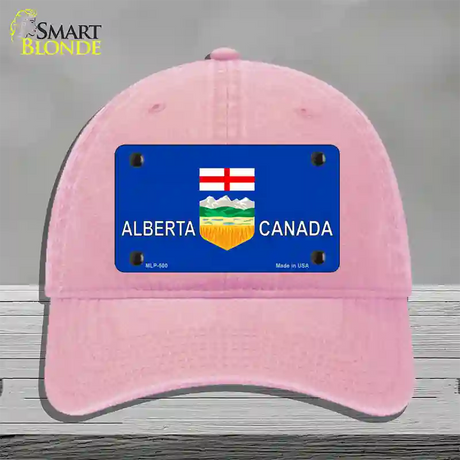 Alberta Canada Novelty License Plate Hat Unconstructed Cotton / Pink