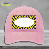 Yellow Black Chevron Scallop Novelty License Plate Hat Unconstructed Cotton / Pink
