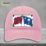 Confederate South Carolina State Flag Novelty License Plate Hat Unconstructed Cotton / Pink