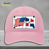 United States Dominican Republic Crossed Flags Novelty License Plate Hat Sign Unconstructed Cotton / Pink