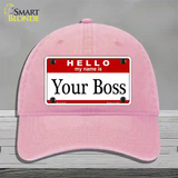 Your Boss Novelty License Plate Hat Unconstructed Cotton / Pink