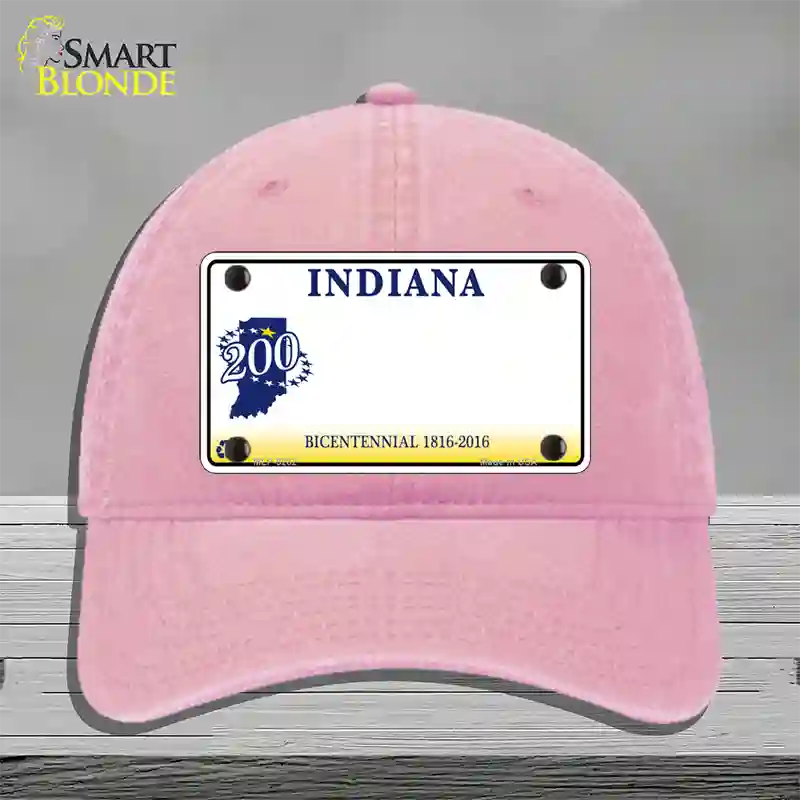 Indiana State Bicentennial Novelty License Plate Hat Unconstructed Cotton / Pink