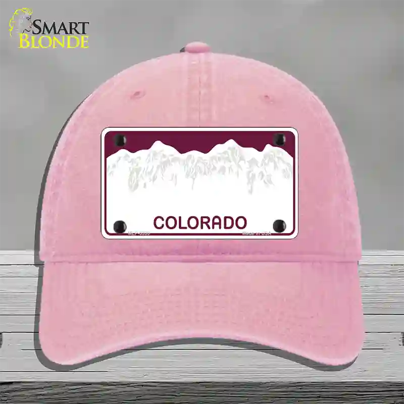 Colorado State Blank Novelty License Plate Hat Unconstructed Cotton / Pink