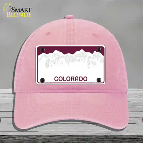 Colorado State Blank Novelty License Plate Hat Unconstructed Cotton / Pink