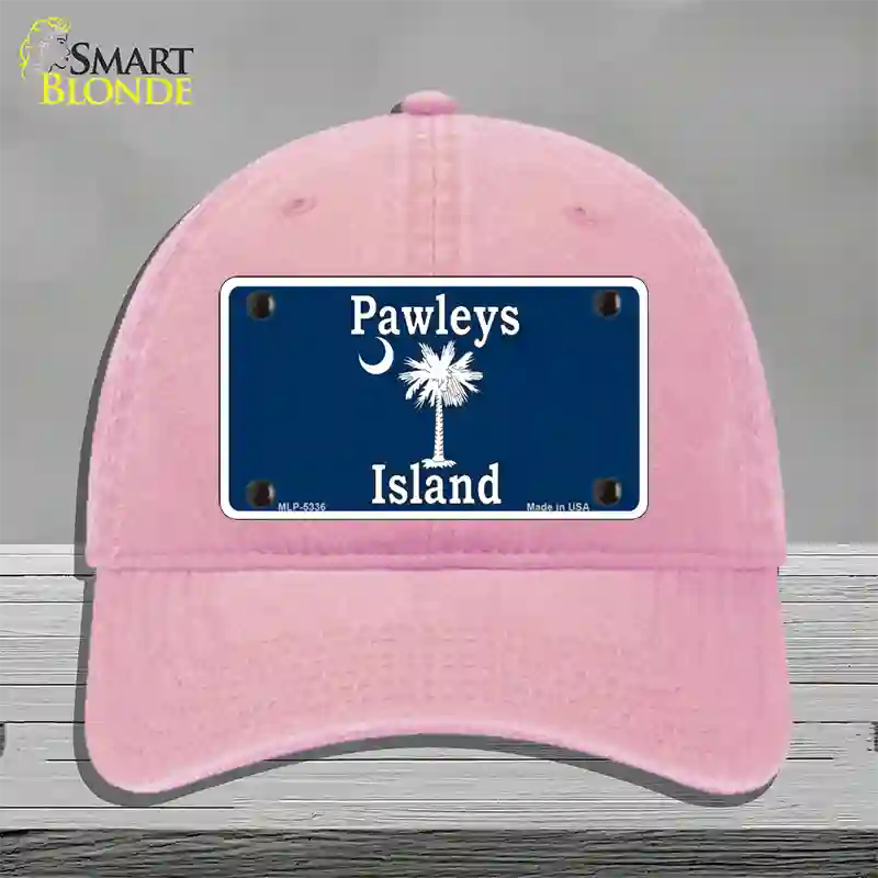 Pawleys Island Blue Novelty License Plate Hat Unconstructed Cotton / Pink