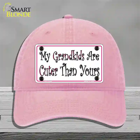 My Grandkids Are Cuter Novelty License Plate Hat Unconstructed Cotton / Pink