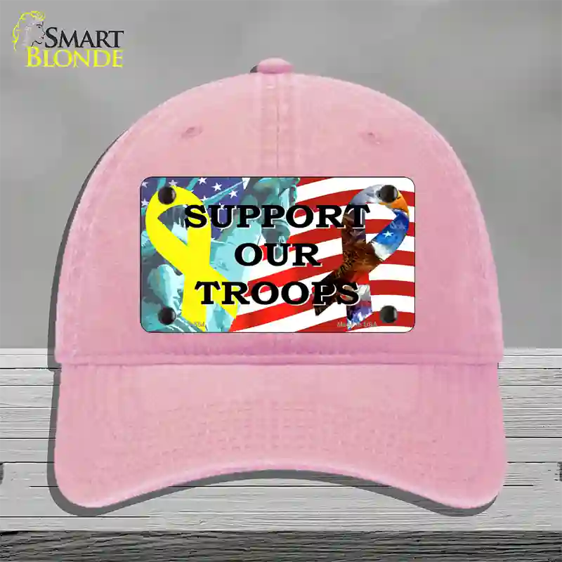 Support Our Troops Ribbon Novelty License Plate Hat Unconstructed Cotton / Pink