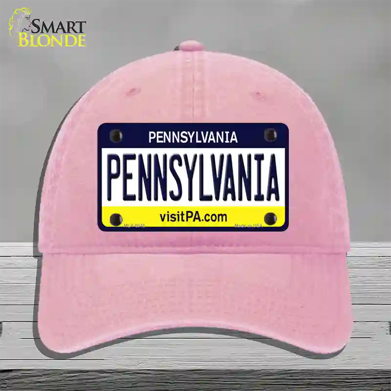 Pennsylvania State Novelty License Plate Hat Unconstructed Cotton / Pink