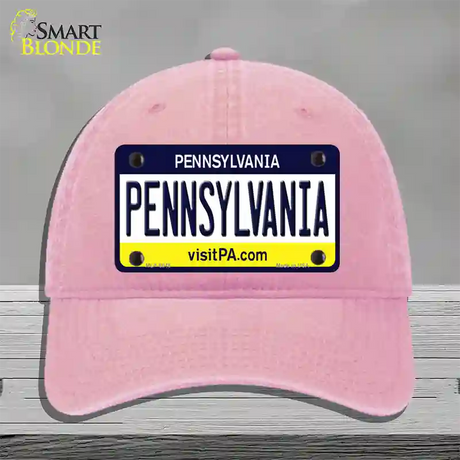 Pennsylvania State Novelty License Plate Hat Unconstructed Cotton / Pink