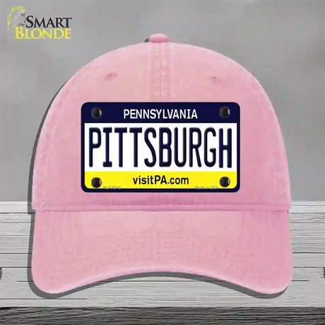 Pittsburgh Pennsylvania State Novelty License Plate Hat Unconstructed Cotton / Pink