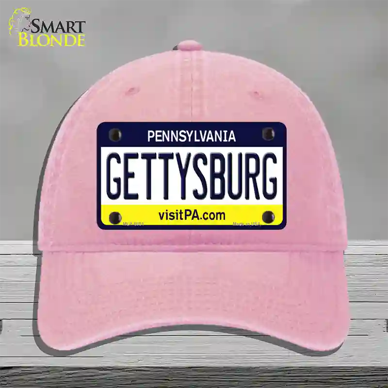 Gettysburg Pennsylvania State Novelty License Plate Hat Unconstructed Cotton / Pink