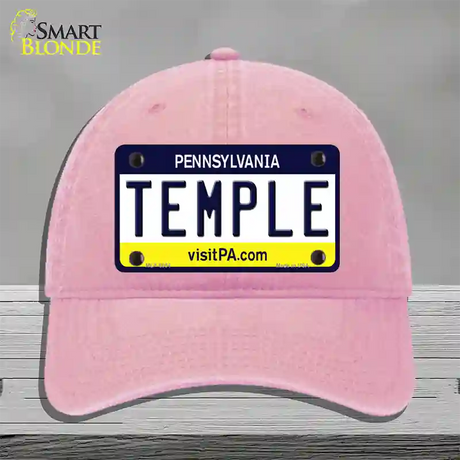 Temple Pennsylvania State Novelty License Plate Hat Unconstructed Cotton / Pink