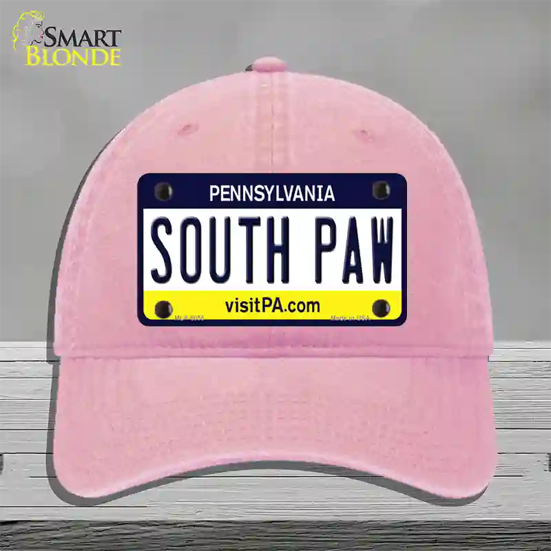South Paw Pennsylvania State Novelty License Plate Hat Unconstructed Cotton / Pink