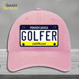 Golfer Pennsylvania State Novelty License Plate Hat Unconstructed Cotton / Pink