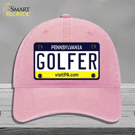 Golfer Pennsylvania State Novelty License Plate Hat Unconstructed Cotton / Pink