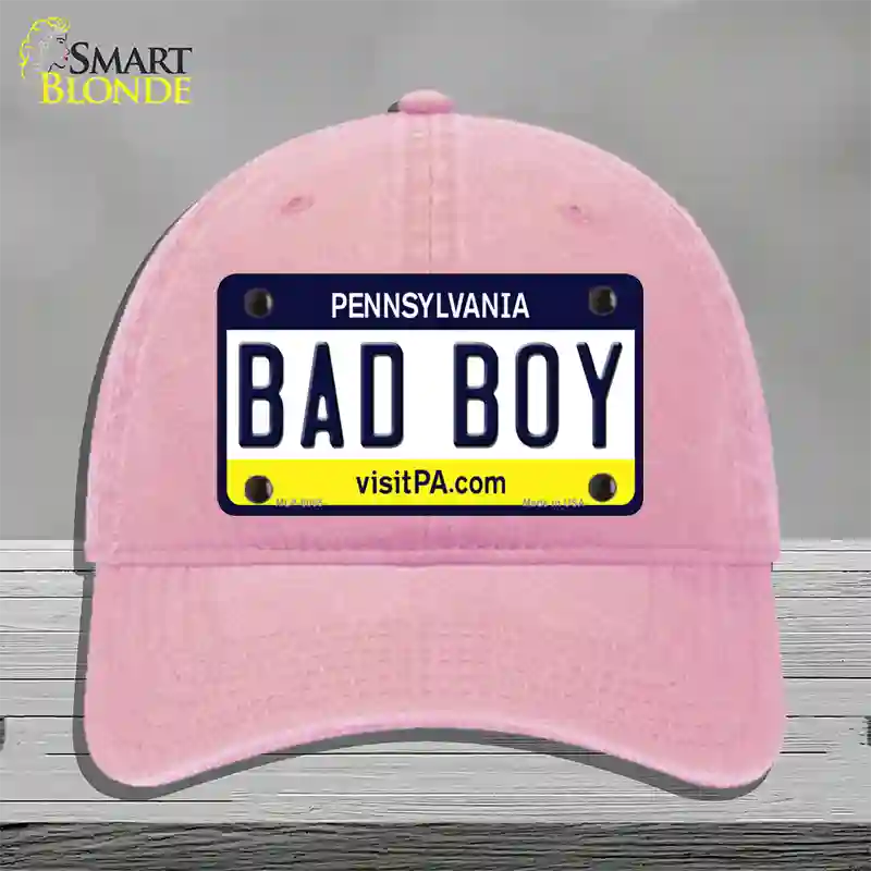 Bad Boy Pennsylvania State Novelty License Plate Hat Unconstructed Cotton / Pink