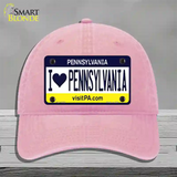 I Love Pennsylvania State Novelty License Plate Hat Unconstructed Cotton / Pink