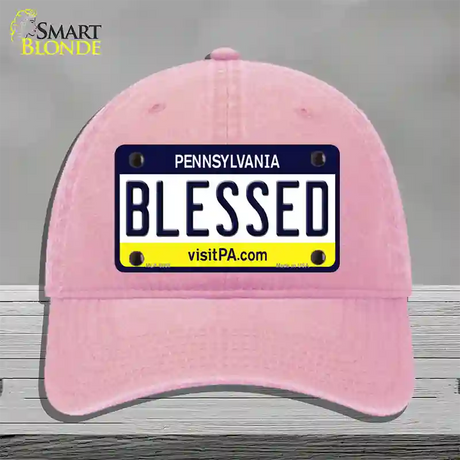 Blessed Pennsylvania State Novelty License Plate Hat Unconstructed Cotton / Pink
