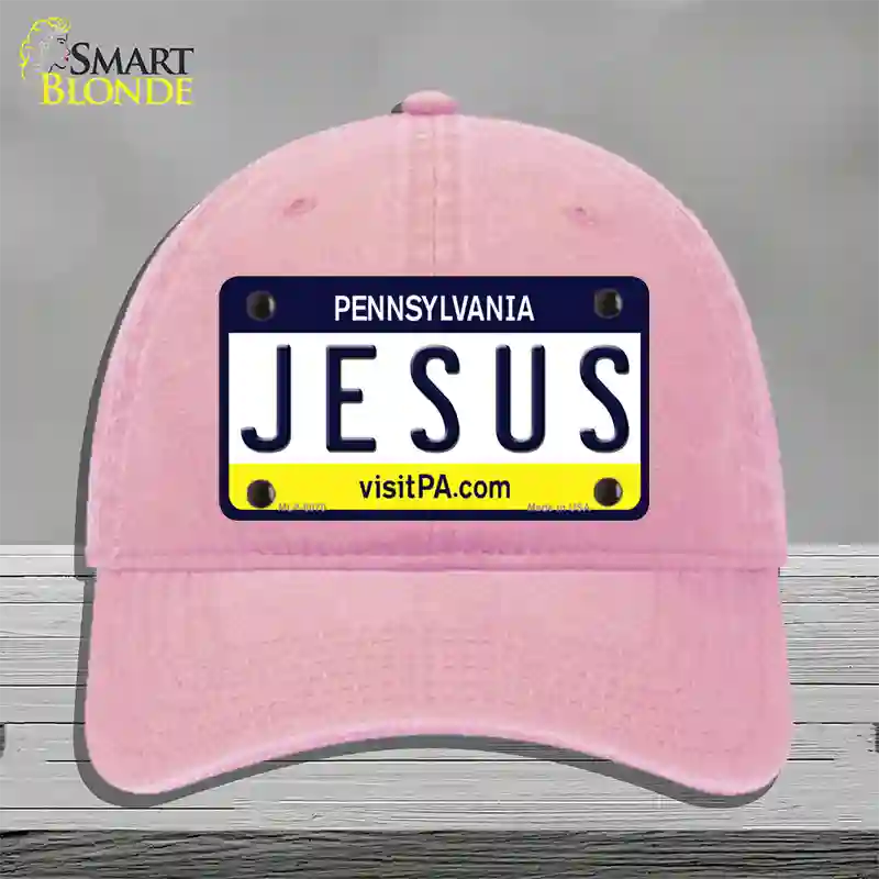 Jesus Pennsylvania State Novelty License Plate Hat Unconstructed Cotton / Pink