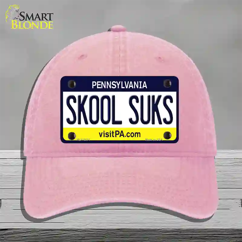 Skool Suks Pennsylvania State Novelty License Plate Hat Unconstructed Cotton / Pink