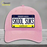 Skool Suks Pennsylvania State Novelty License Plate Hat Unconstructed Cotton / Pink