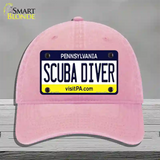 Scuba Diver Pennsylvania State Novelty License Plate Hat Unconstructed Cotton / Pink