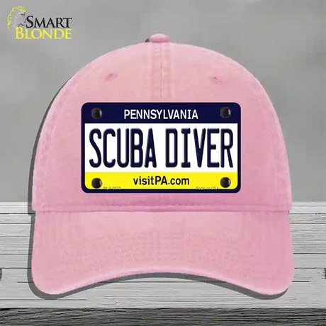 Scuba Diver Pennsylvania State Novelty License Plate Hat Unconstructed Cotton / Pink