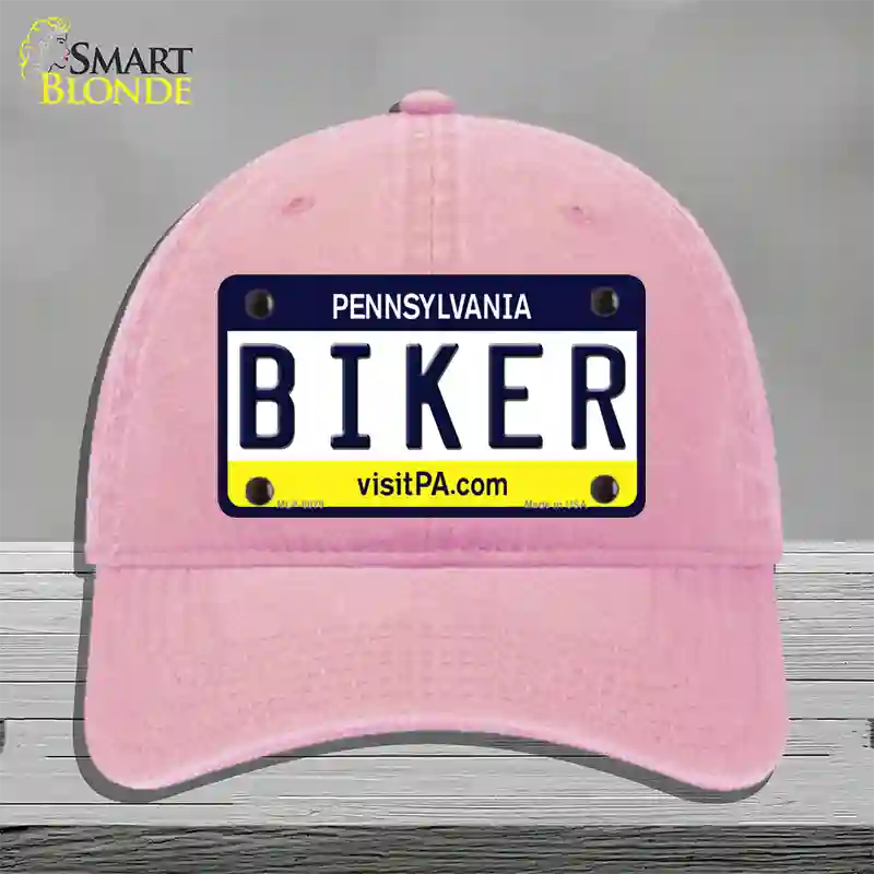 Biker Pennsylvania State Novelty License Plate Hat Unconstructed Cotton / Pink