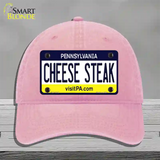 Cheese Steak Pennsylvania State Novelty License Plate Hat Unconstructed Cotton / Pink