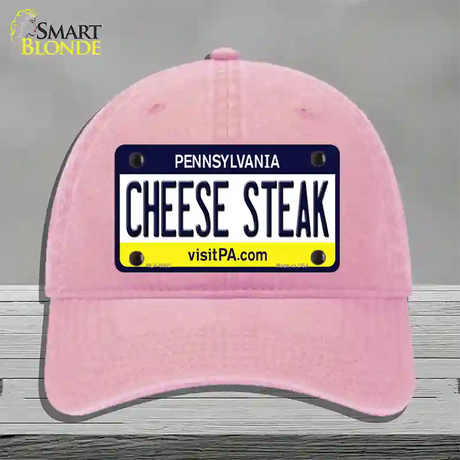 Cheese Steak Pennsylvania State Novelty License Plate Hat Unconstructed Cotton / Pink