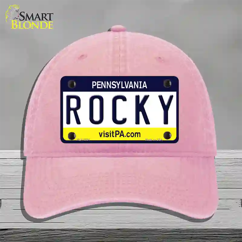 Rocky Pennsylvania State Novelty License Plate Hat Unconstructed Cotton / Pink
