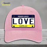 Love Pennsylvania State Novelty License Plate Hat Unconstructed Cotton / Pink