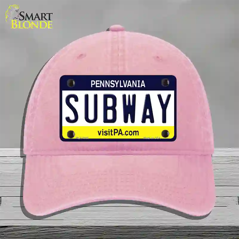 Subway Pennsylvania State Novelty License Plate Hat Unconstructed Cotton / Pink