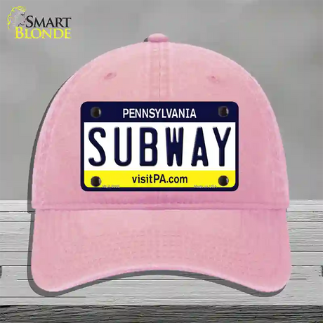 Subway Pennsylvania State Novelty License Plate Hat Unconstructed Cotton / Pink