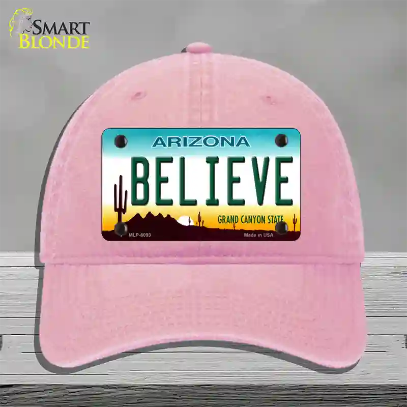 Arizona Believe Novelty License Plate Hat Unconstructed Cotton / Pink