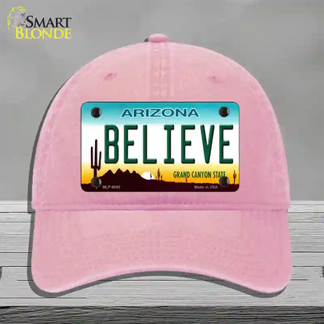 Arizona Believe Novelty License Plate Hat Unconstructed Cotton / Pink