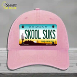 Arizona Skool Suks Novelty License Plate Hat Unconstructed Cotton / Pink