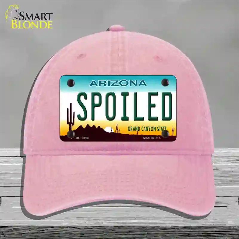 Arizona Spoiled Novelty License Plate Hat Unconstructed Cotton / Pink