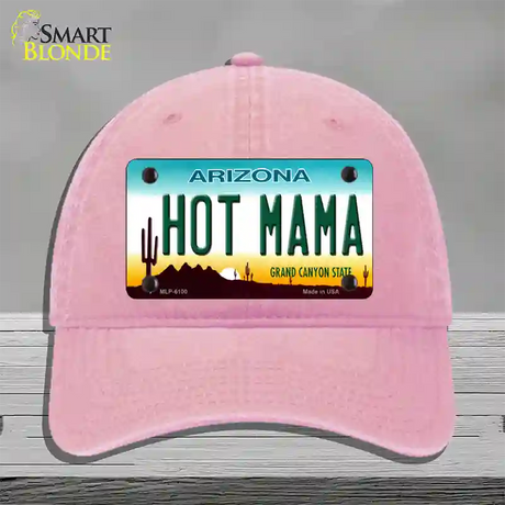Arizona Hot Mama Novelty License Plate Hat Unconstructed Cotton / Pink