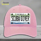 Scuba Diver Michigan Novelty License Plate Hat Unconstructed Cotton / Pink