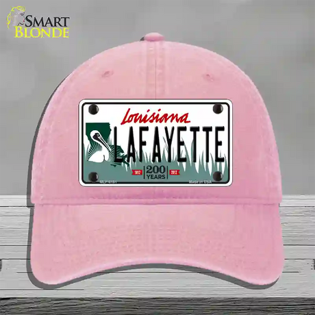 Lafayette Louisiana Novelty License Plate Hat Unconstructed Cotton / Pink
