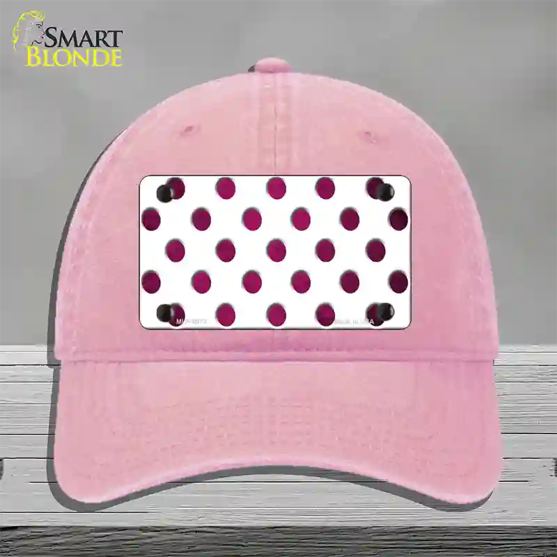 Pink White Dots Oil Rubbed Novelty License Plate Hat Unconstructed Cotton / Pink